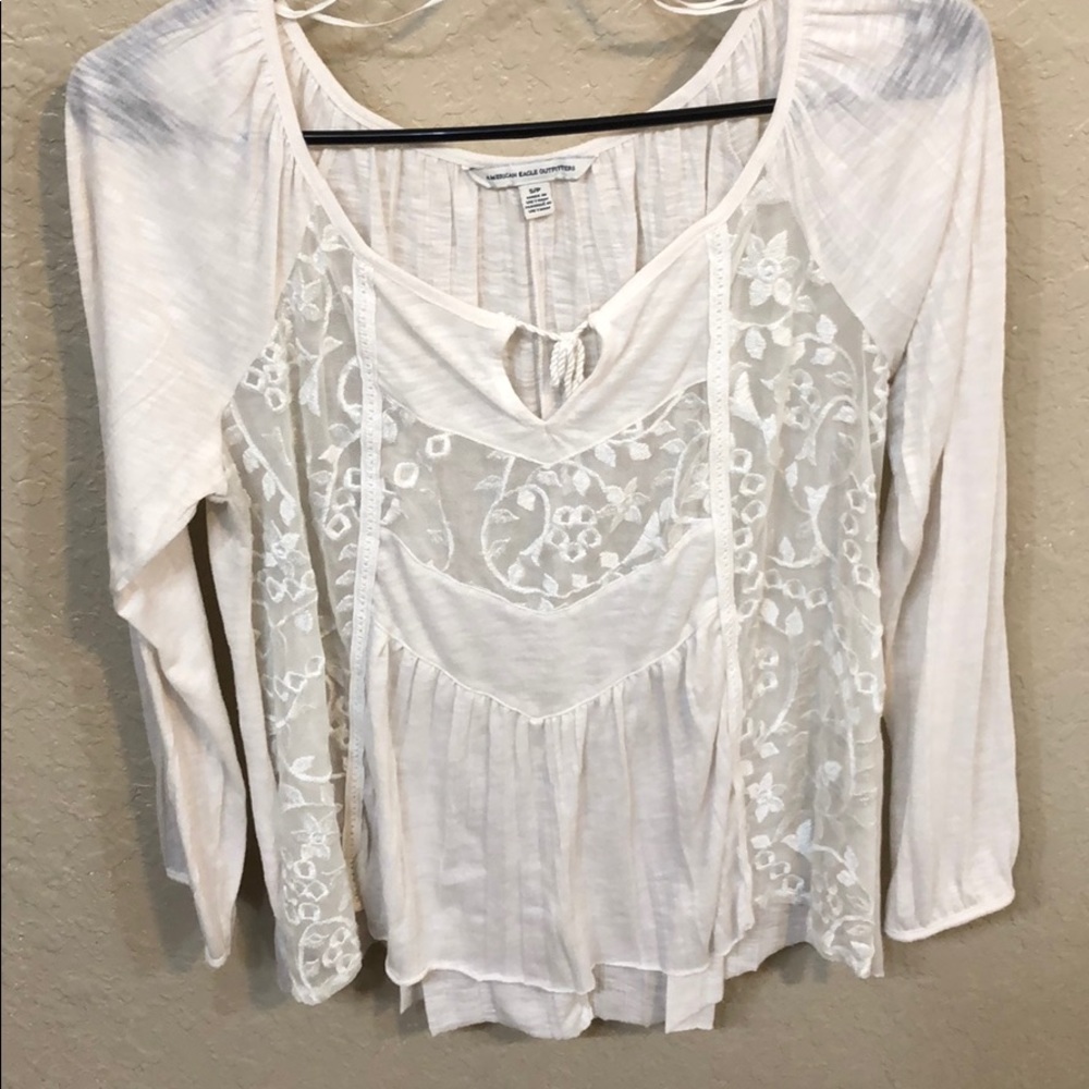 AE lace tie front top